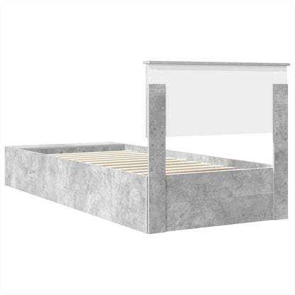 Bed Frame with Shelf Concrete Grey 70 x 190 cm Engineered Wood