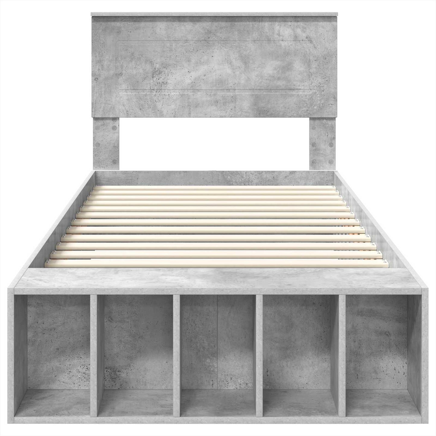 Bed Frame with Shelf Concrete Grey 70 x 190 cm Engineered Wood