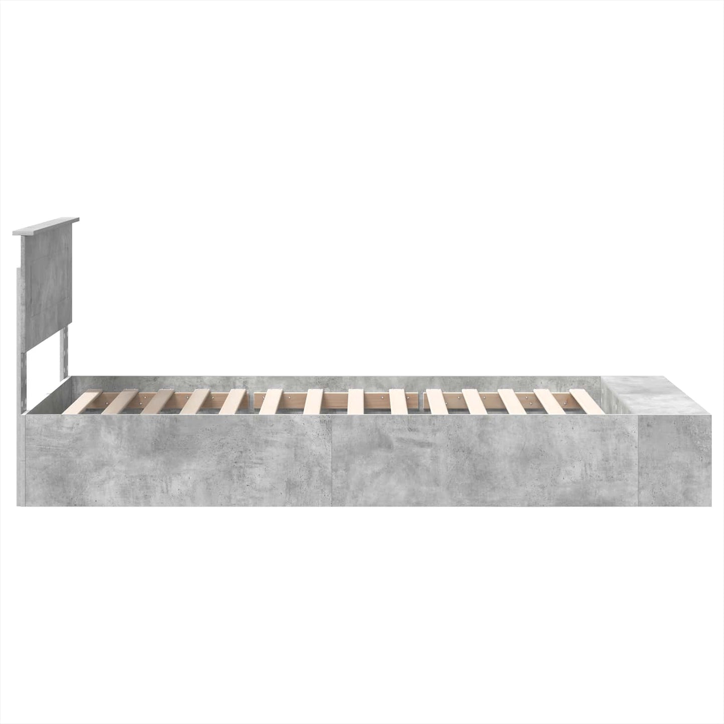 Bed Frame with Shelf Concrete Grey 70 x 190 cm Engineered Wood