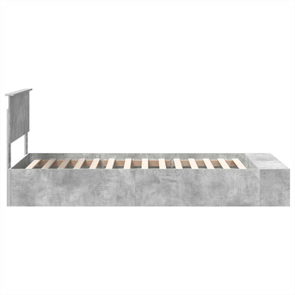 Bed Frame with Shelf Concrete Grey 70 x 190 cm Engineered Wood