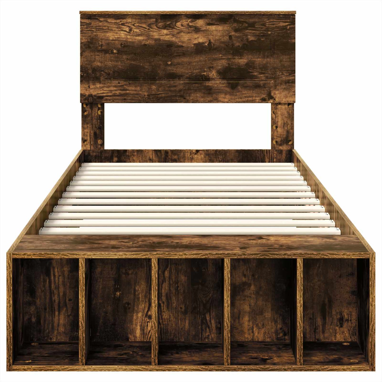 Bed Frame with Shelf Smoked Oak 75 x 190 cm Engineered Wood