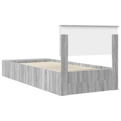 Bed Frame with Shelf Grey Sonoma 75 x 190 cm Engineered Wood