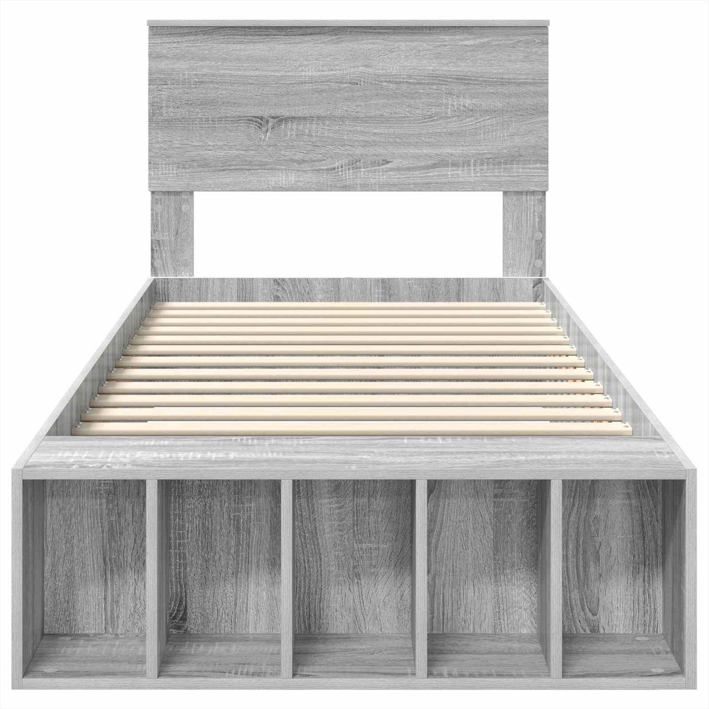 Bed Frame with Shelf Grey Sonoma 75 x 190 cm Engineered Wood