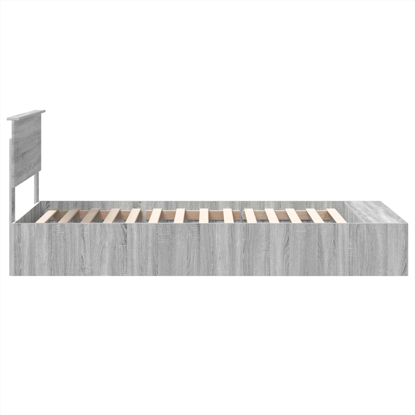 Bed Frame with Shelf Grey Sonoma 75 x 190 cm Engineered Wood