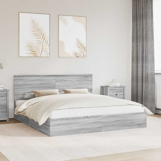 Storage Bed Adjustable Grey Sonoma 200 x 200 cm Engineered Wood