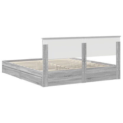 Storage Bed Grey Sonoma 200 x 200 cm Engineered Wood