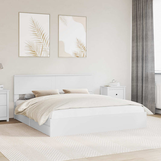 Storage Bed with Drawer White 180 x 200 cm Engineered Wood