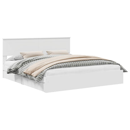 Storage Bed with Headboard White 180 x 200 cm Engineered Wood