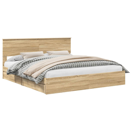 Storage Bed with Drawer Sonoma Oak 180 x 200 cm Engineered Wood