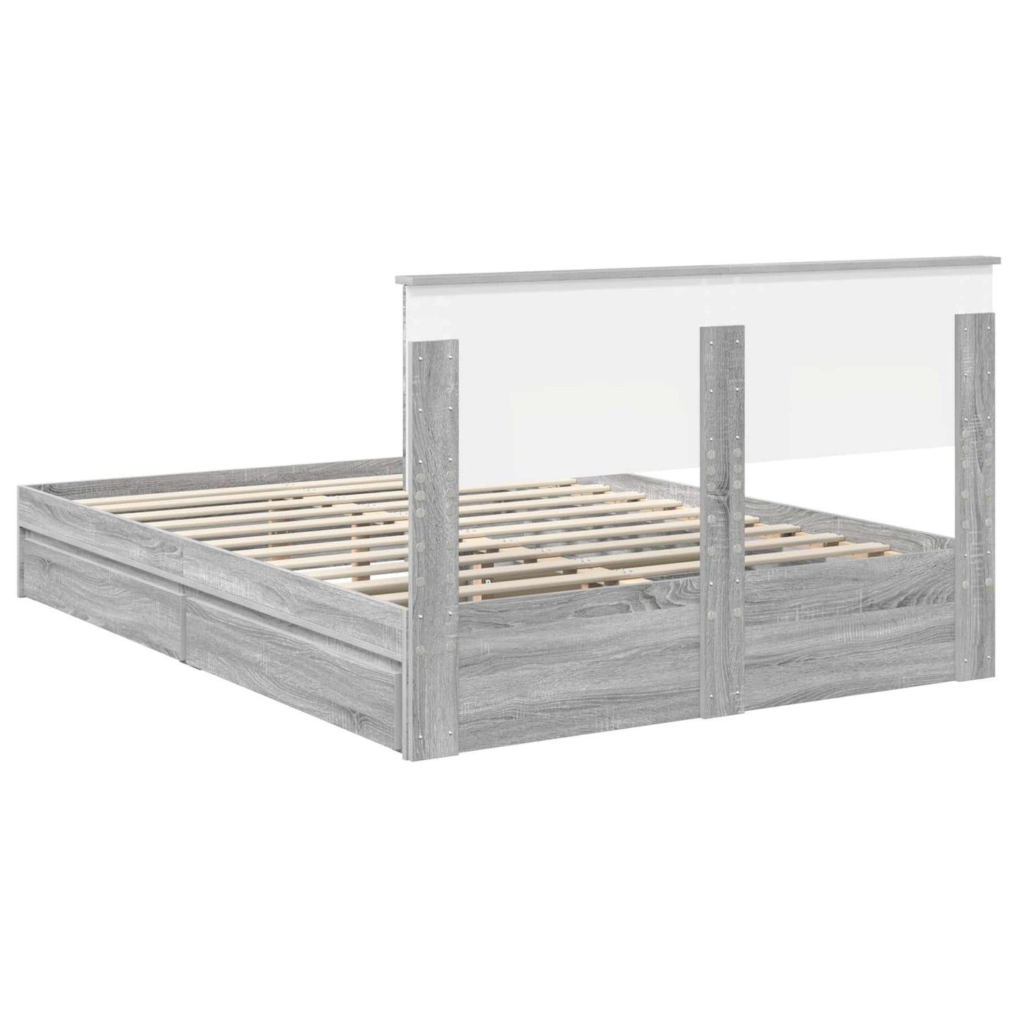 Storage Bed Grey Sonoma 160 x 200 cm Engineered Wood