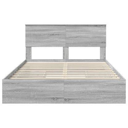 Storage Bed Grey Sonoma 160 x 200 cm Engineered Wood