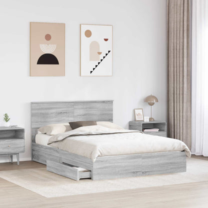 Storage Bed Grey Sonoma 150 x 200 cm Engineered Wood