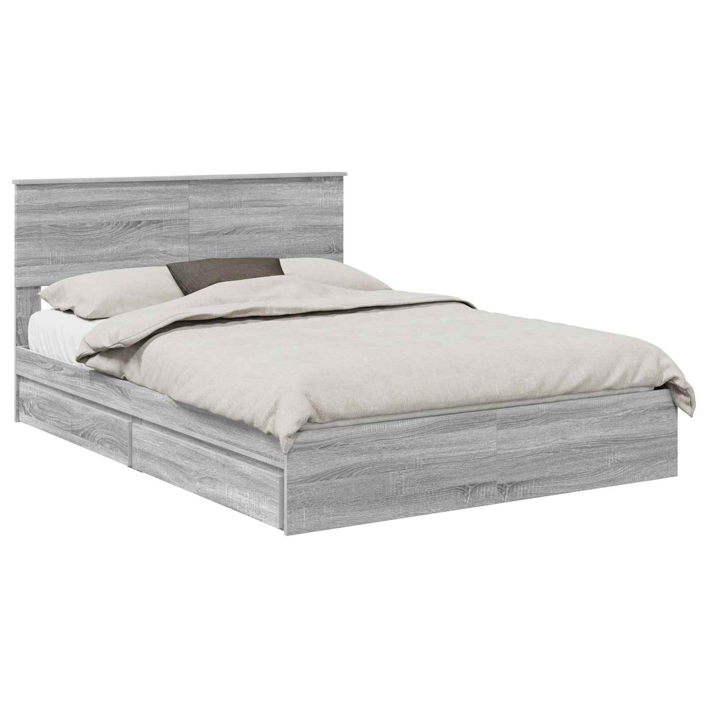 Storage Bed Grey Sonoma 150 x 200 cm Engineered Wood