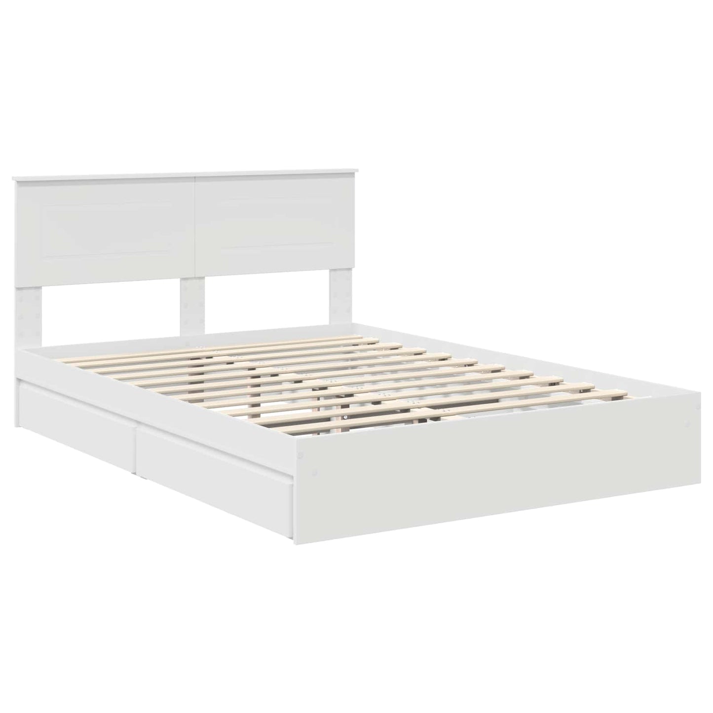 Storage Bed with Headboard White 140 x 190 cm Engineered Wood