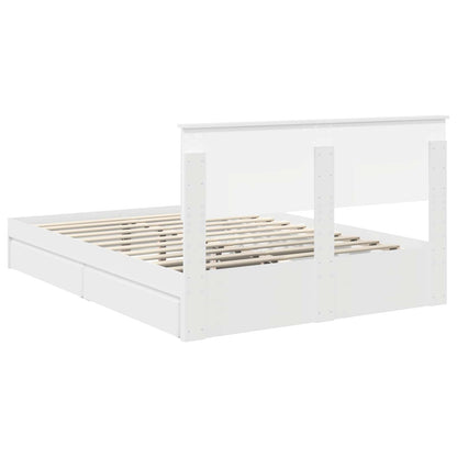 Storage Bed with Headboard White 140 x 190 cm Engineered Wood