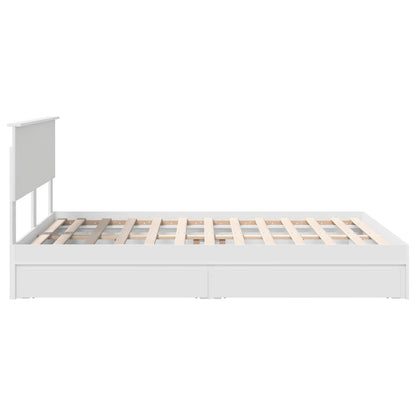 Storage Bed with Headboard White 140 x 190 cm Engineered Wood
