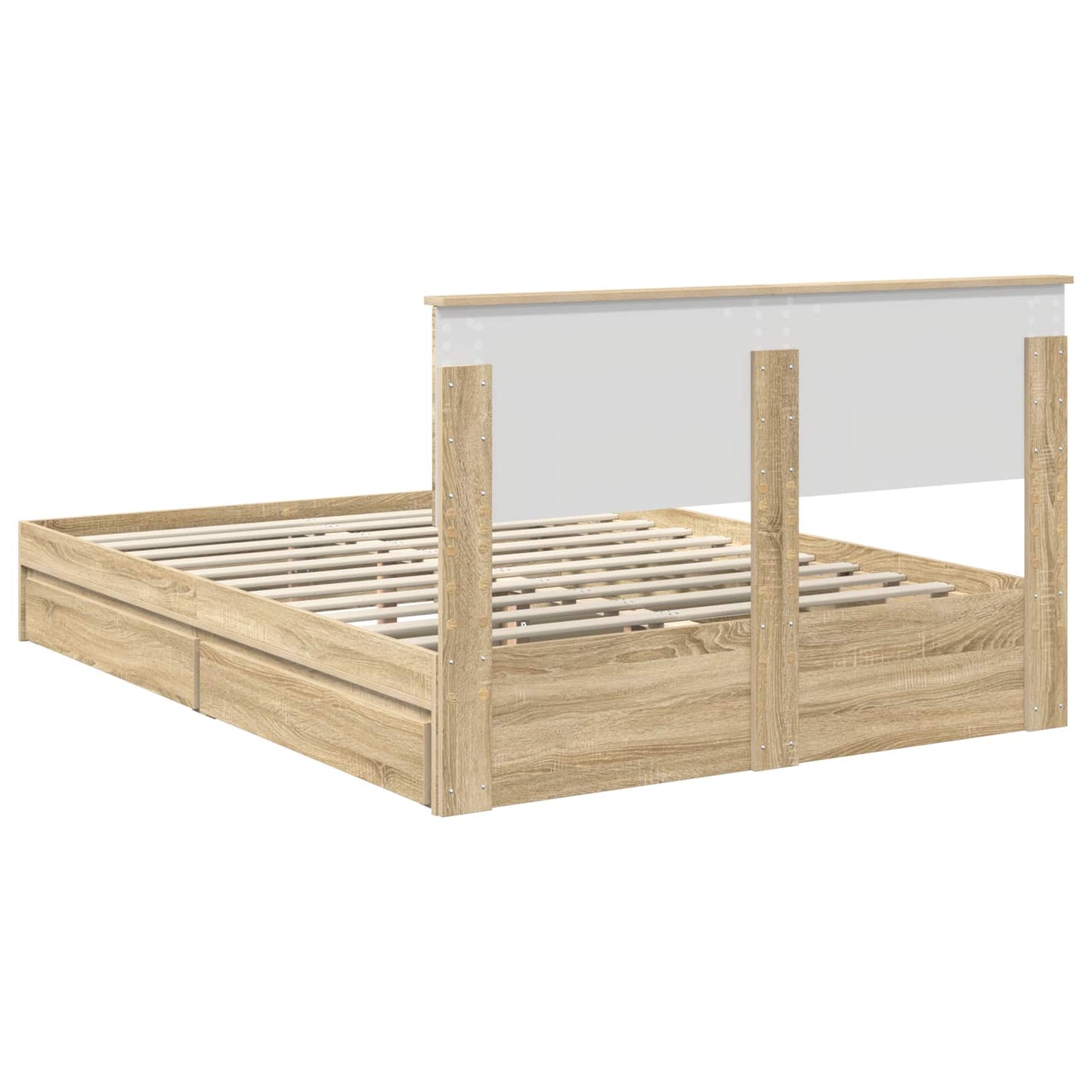 Storage Bed with Drawer Sonoma Oak 140 x 190 cm Engineered Wood