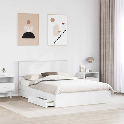Storage Bed with Headboard White 140 x 200 cm Engineered Wood