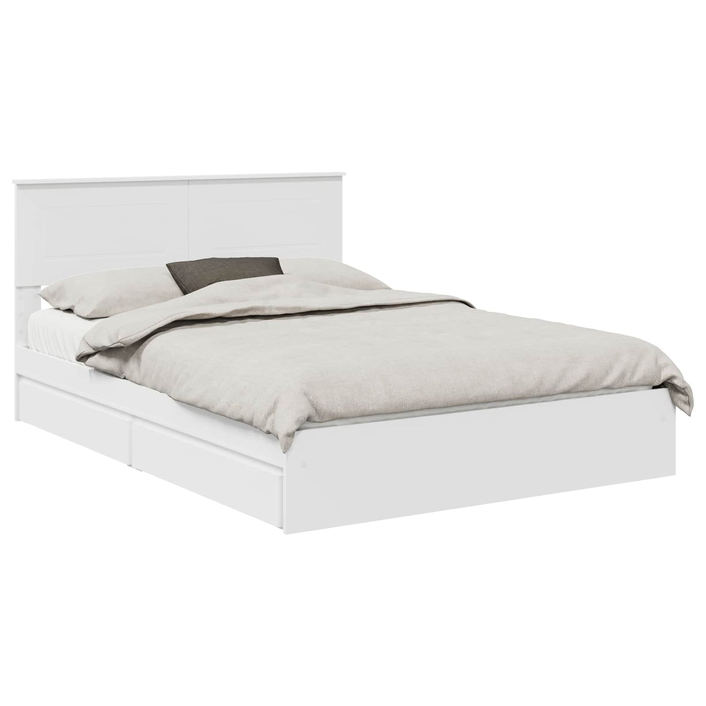 Storage Bed with Headboard White 140 x 200 cm Engineered Wood