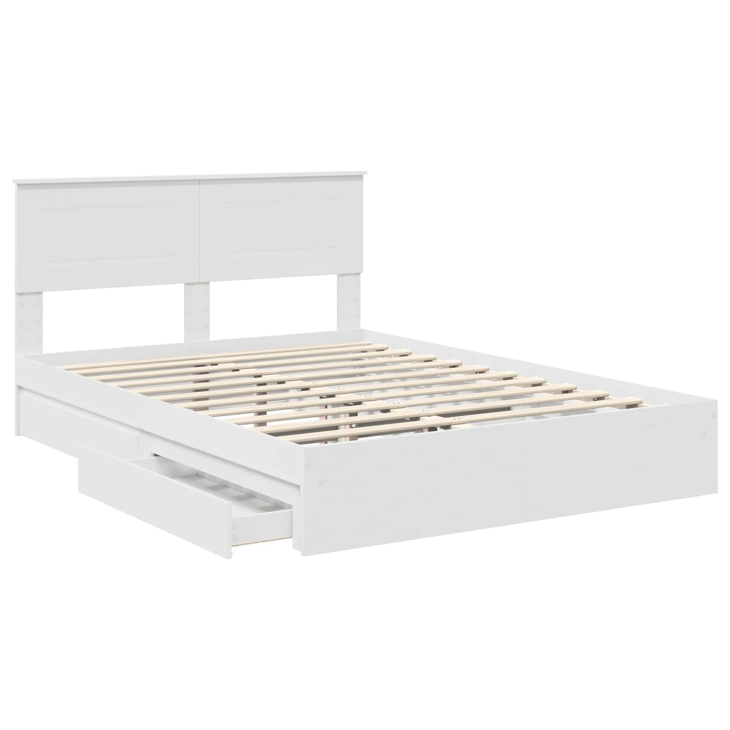 Storage Bed with Headboard White 140 x 200 cm Engineered Wood