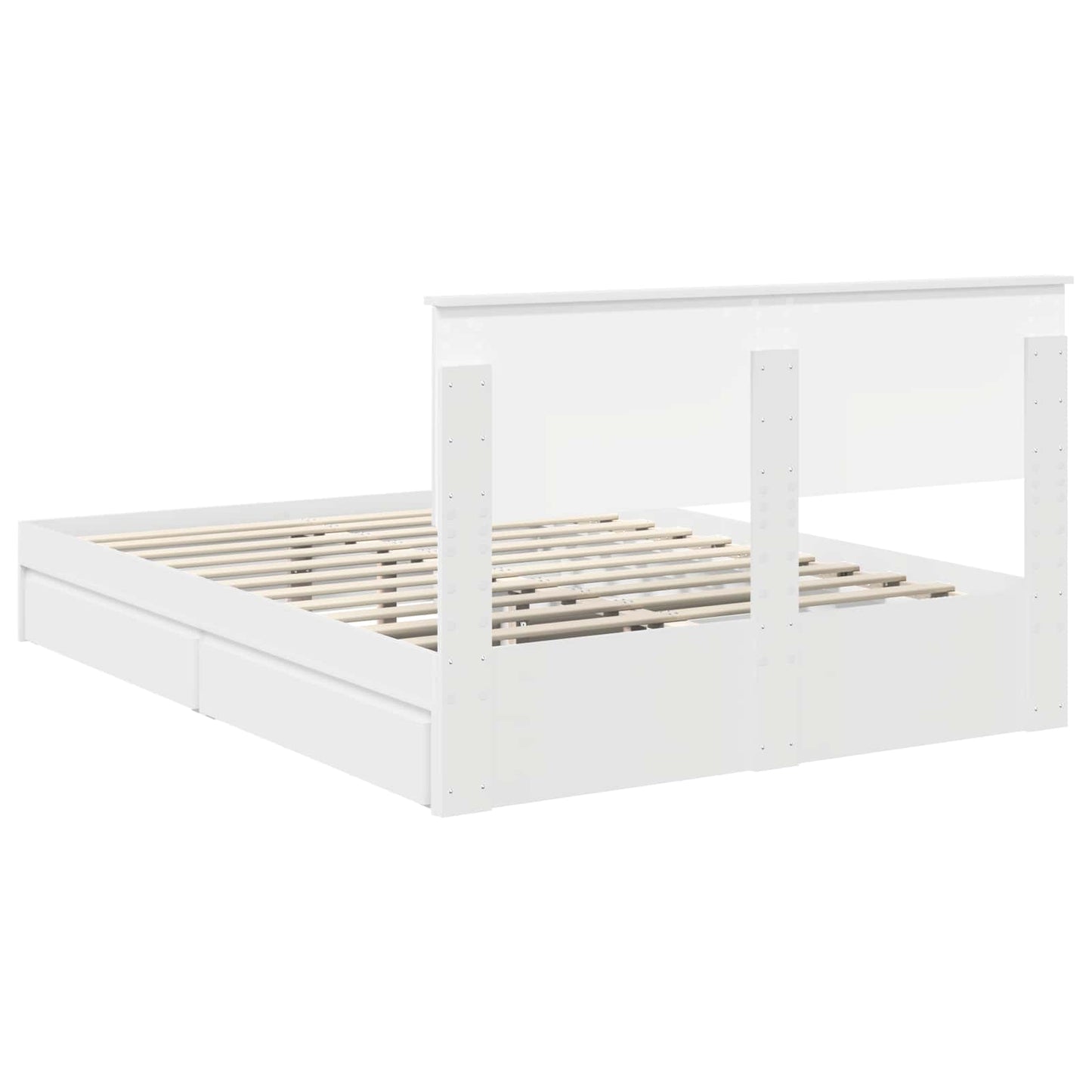 Storage Bed with Headboard White 140 x 200 cm Engineered Wood