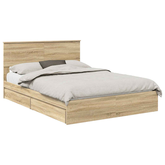 Storage Bed with Drawer Sonoma Oak 140 x 200 cm Engineered Wood