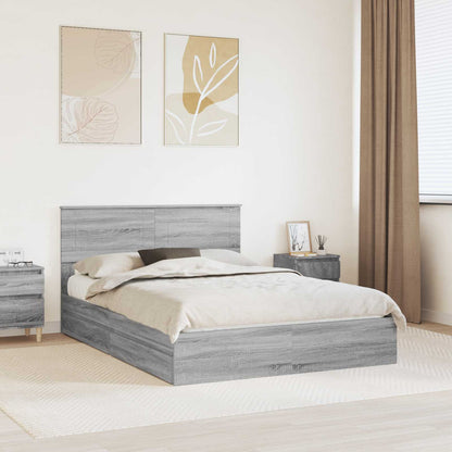 Storage Bed Grey Sonoma 140 x 200 cm Engineered Wood