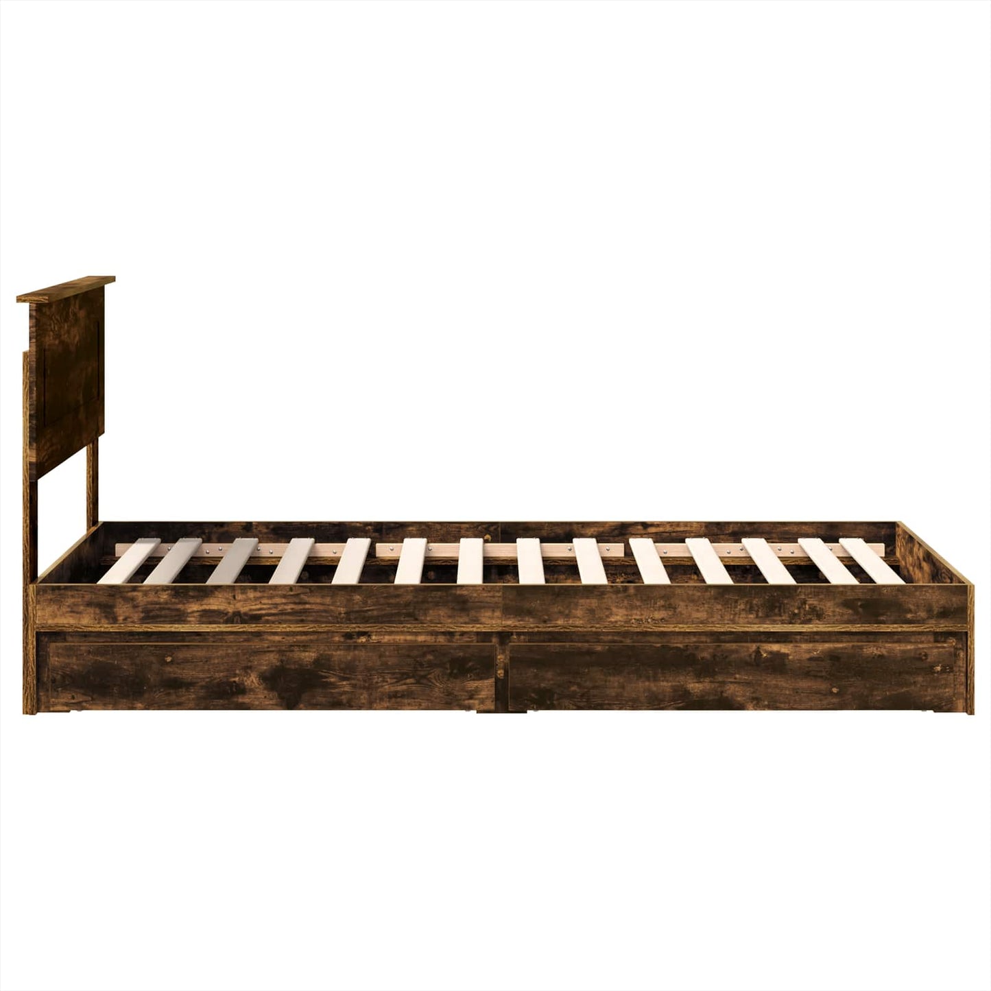 Storage Bed with Drawer Smoked Oak 90 x 190 cm Engineered Wood