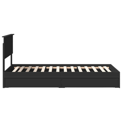 Storage Bed with Headboard Black 75 x 190 cm Engineered Wood