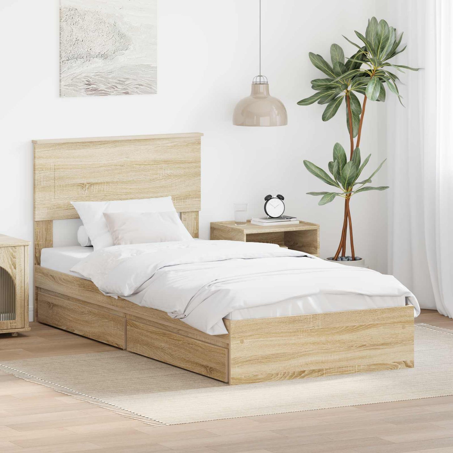 Storage Bed with Drawer Sonoma Oak 75 x 190 cm Engineered Wood