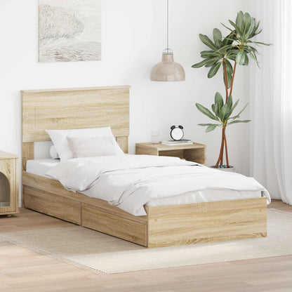 Storage Bed with Drawer Sonoma Oak 75 x 190 cm Engineered Wood