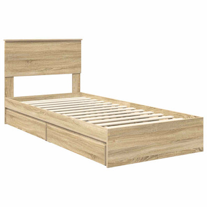 Storage Bed with Drawer Sonoma Oak 75 x 190 cm Engineered Wood