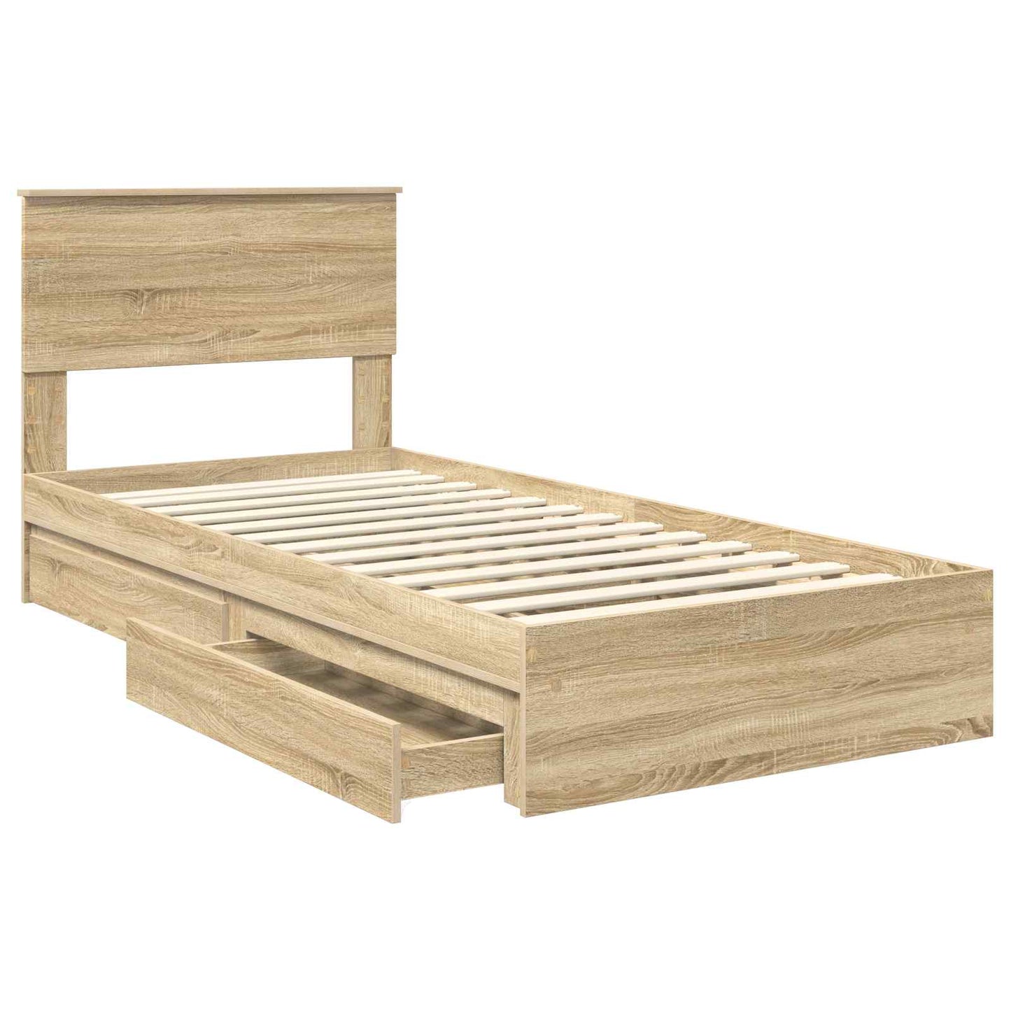 Storage Bed with Drawer Sonoma Oak 75 x 190 cm Engineered Wood
