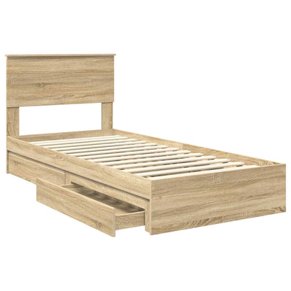 Storage Bed with Drawer Sonoma Oak 75 x 190 cm Engineered Wood