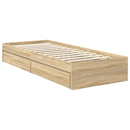 Storage Bed with Drawer Sonoma Oak 75 x 190 cm Engineered Wood