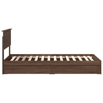 Storage Bed with Drawer Brown Oak 75 x 190 cm Engineered Wood