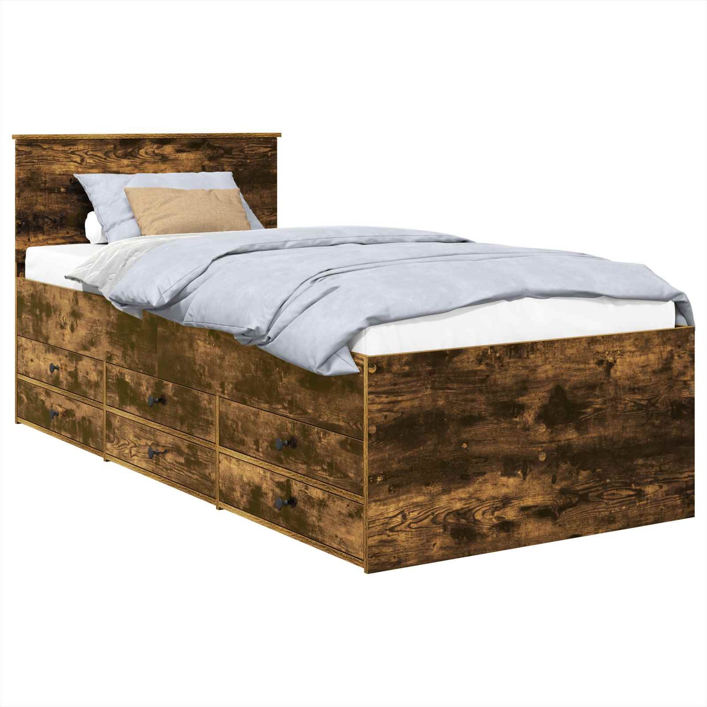 Daybed Manual Smoked Oak and Black 90 x 190 cm Engineered Wood