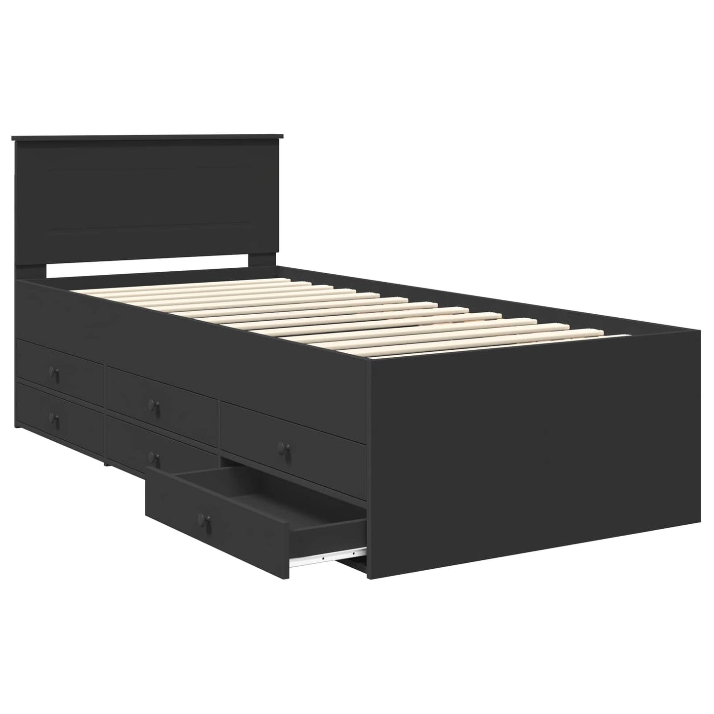 Daybed with Drawer Manual Black 90 x 200 cm Engineered Wood