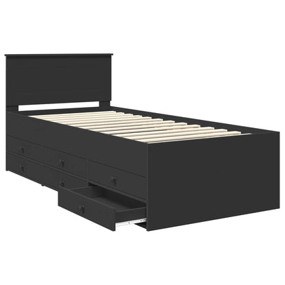 Daybed with Drawer Manual Black 90 x 200 cm Engineered Wood