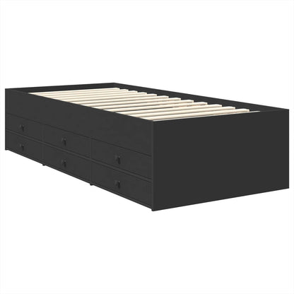 Daybed with Drawer Manual Black 90 x 200 cm Engineered Wood