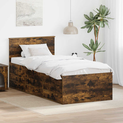 Daybed Manual Smoked Oak and Black 90 x 200 cm Engineered Wood