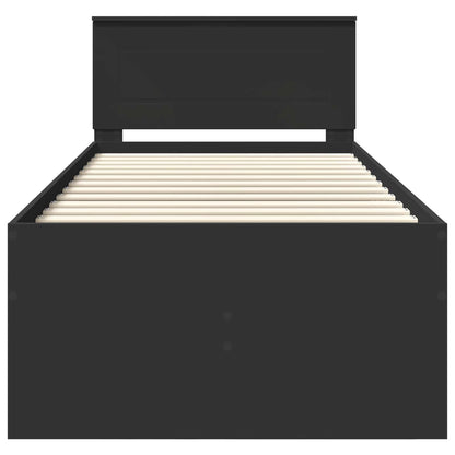Daybed with Drawer Manual Black 75 x 190 cm Engineered Wood