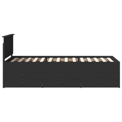 Daybed with Drawer Manual Black 75 x 190 cm Engineered Wood