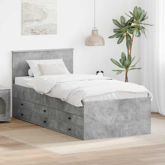 Daybed Concrete Grey and Black 70 x 190 cm Engineered Wood