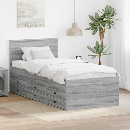 Daybed Manual Grey Sonoma and Black 75 x 190 cm Engineered Wood