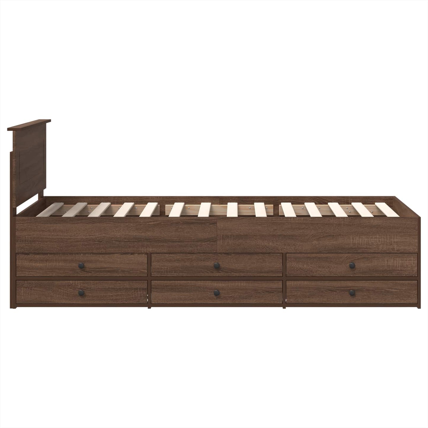 Daybed Manual Brown Oak and Black 75 x 190 cm Engineered Wood