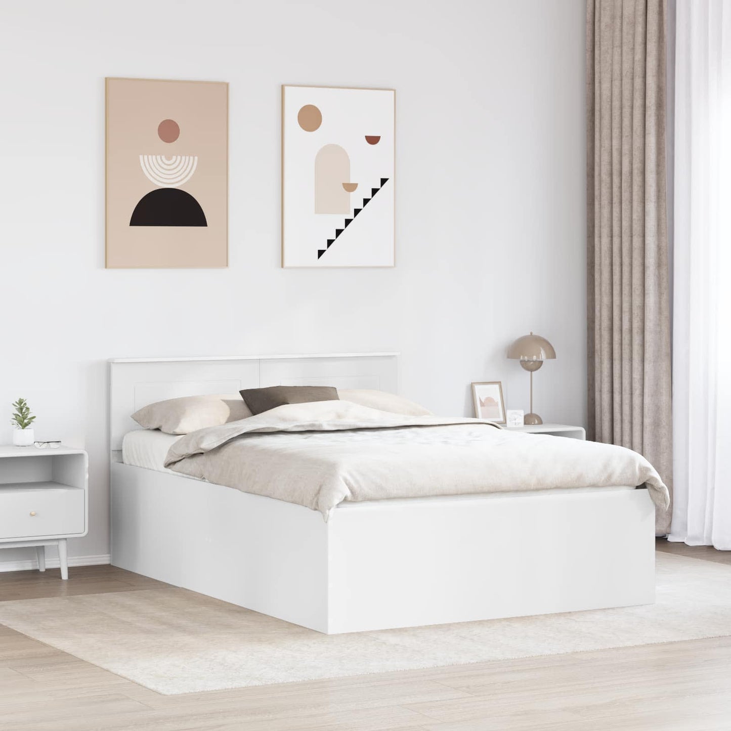 Bed Frame with Headboard White 160 x 200 cm Engineered Wood