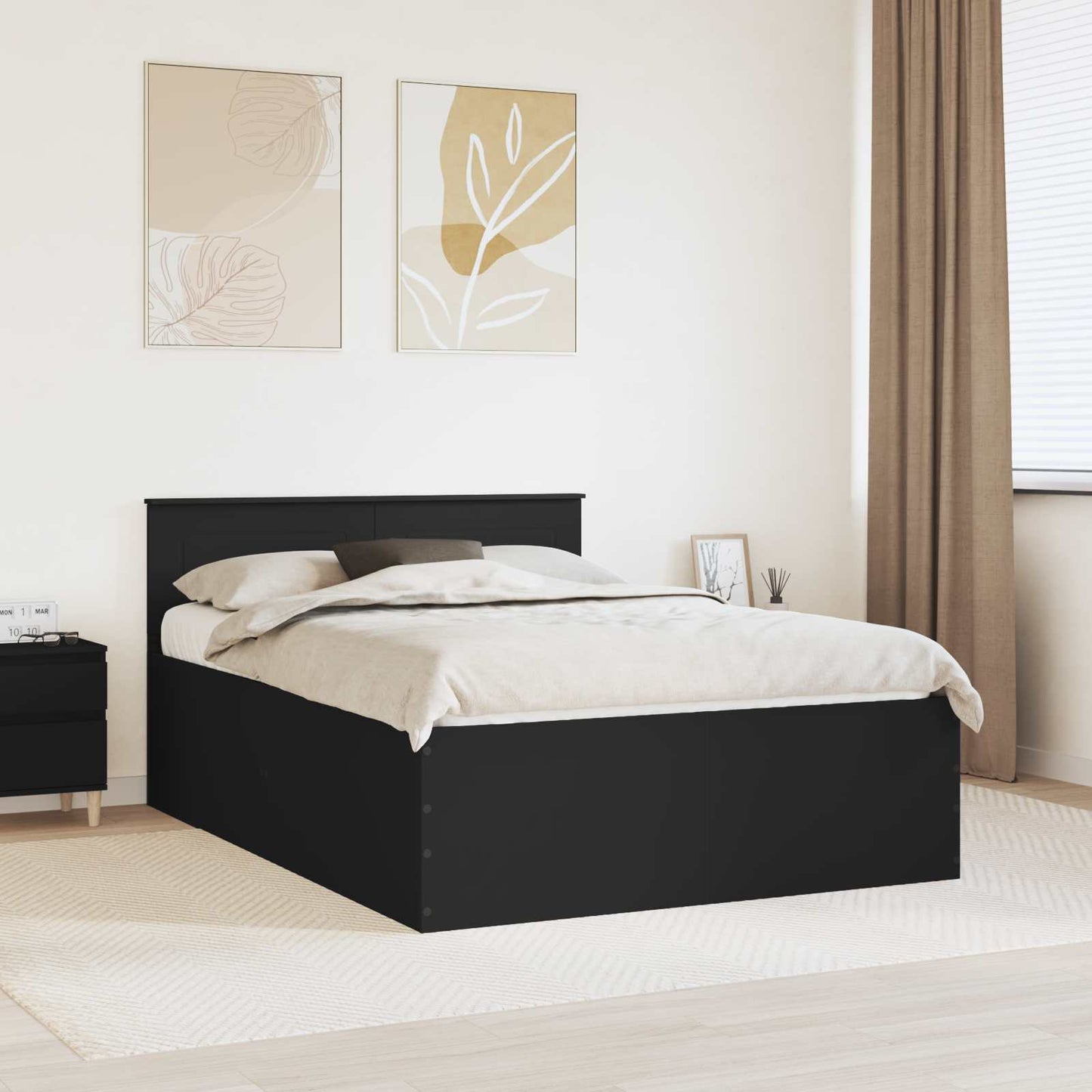 Bed Frame with Headboard Black 160 x 200 cm Engineered Wood