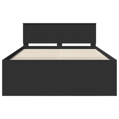 Bed Frame with Headboard Black 160 x 200 cm Engineered Wood