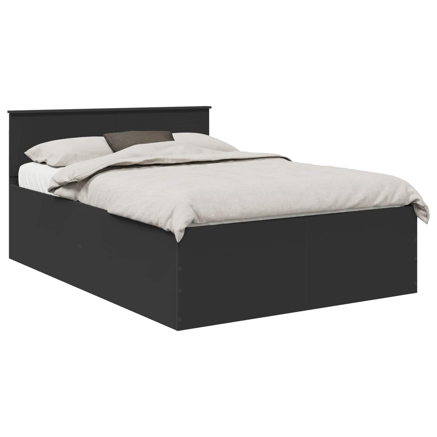 Bed Frame with Headboard Black 150 x 200 cm Engineered Wood